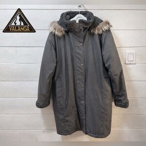 VALANGA – Grey Parka with Real Fur Hood Trim (Taille 14)